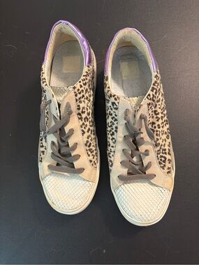 Dolce Vita Leopard Print Low-Top Sneakers with Purple Heel